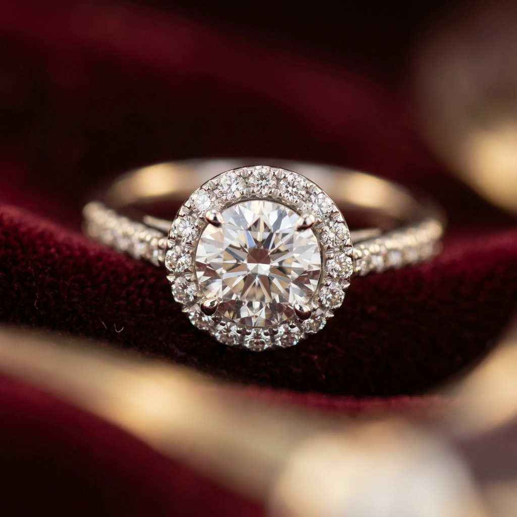 Witgouden entourage ring